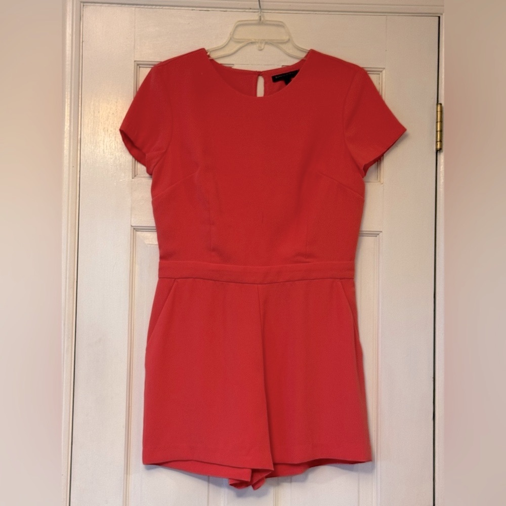 Banana Republic Coral Orange Romper with Defined Waist